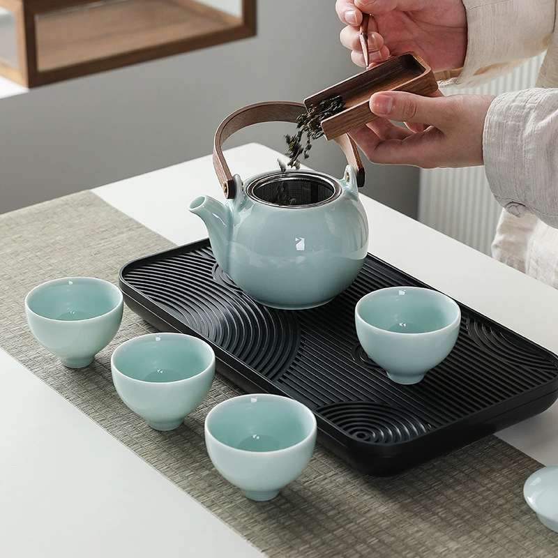 Handheld travel capacious ceramic tea set for traveling, tea cup for home use