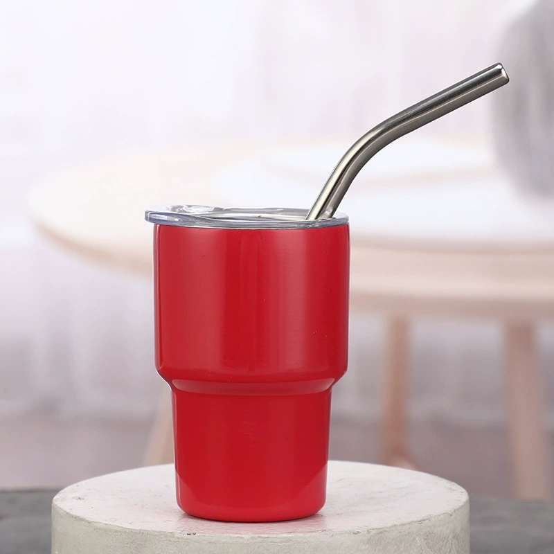 Горячая распродажа в сфере внешней торговли, мини-автомобильная чашка на 2 унции, удобная чашка из нержавеющей стали 304, двухслойная вакуумная компактная чашка для кофе, соломенная чашка