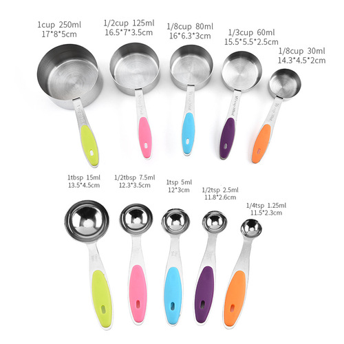 Stainless steel measuring spoon set ten-piece set with graduated coffee flavoring measuring spoon diy measuring cup baking tools