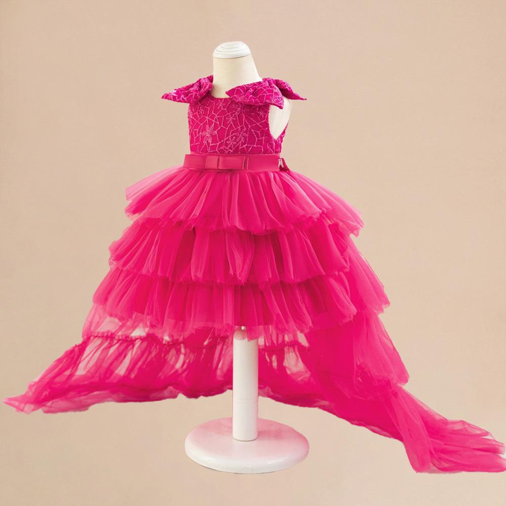 Nuevo vestido transfronterizo para niños, vestido de princesa para niñas, vestido de un año, falda larga de verano, vestido de cola de malla sin mangas image 7