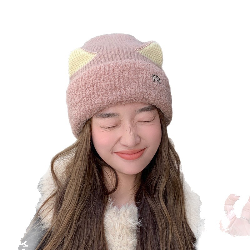 Zimowa damska bluza z nadrukiem M, słodka i urocza, z polaru, z dzianiny, z uniwersalną ochroną słuchu i zimową czapką_voghion.com