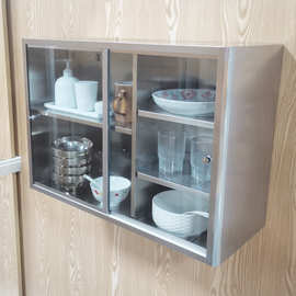 不锈钢浴室吊柜墙壁柜 推拉门厨房橱柜钢化玻璃移门储物柜收纳柜