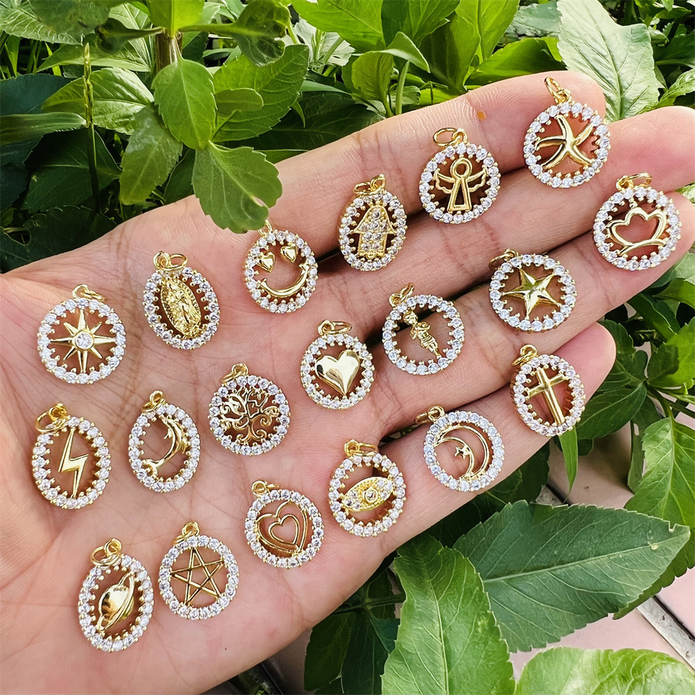 28g Weight Pendant Jewelry Making Type 5 PCS/Package 10*12mm Copper Zircon Tree Dolphin Heart Shape Pendant