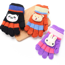 儿童手套可爱五指幼儿冬季两用毛线男孩宝宝小童小孩男童保暖分指