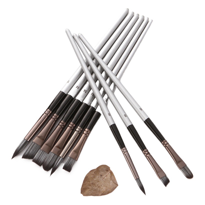 24 cepillos traje transfronterizo Venta caliente lienzo pluma cortina cepillo de aceite nylon gouache acuarela pintura pluma ventas directas de la fábrica