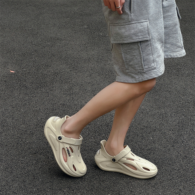 Zapatos con agujeros de suela gruesa para hombres, ropa exterior de verano, antideslizante, zapatos de vadeo de playa, zapatos de río, sandalias Baotou