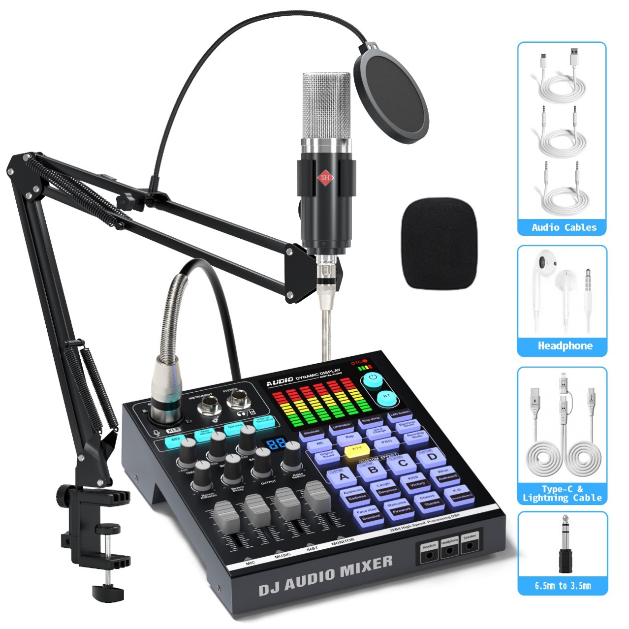 Ns-800 Middle East Amazon Sound Card Live Broadcast Full Set of Noise Reduction Mc Professional Microphone Mixer Recording Studio