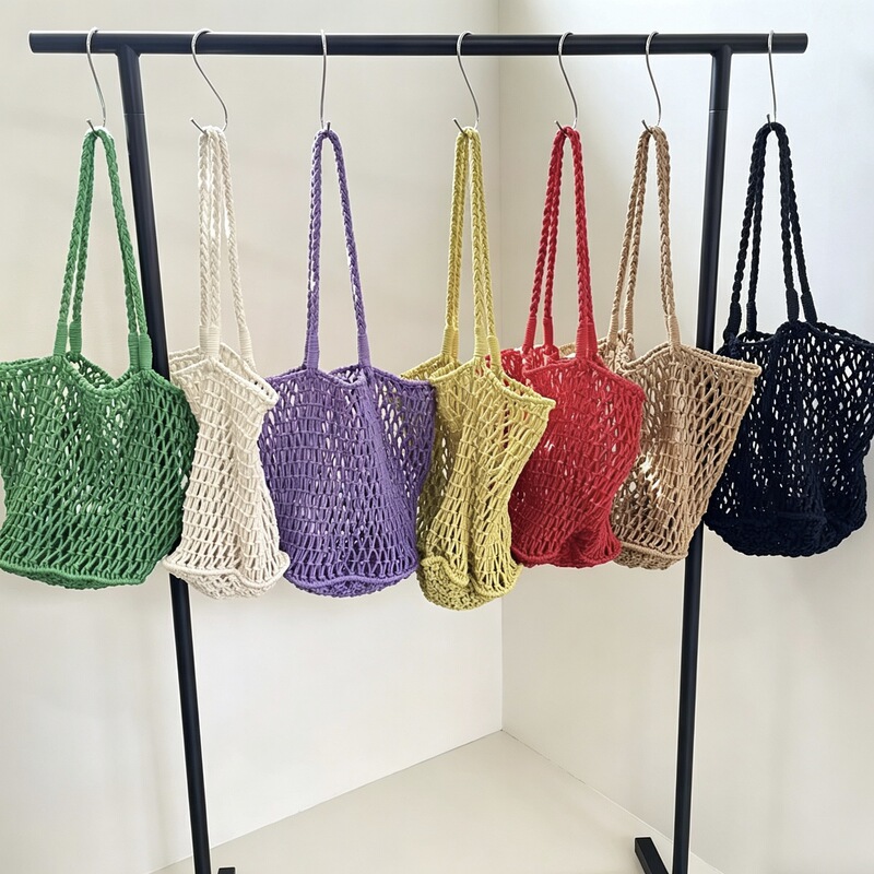 New Trendy Beach Underarm Bag, Large Capacity Straw Woven Shoulder Bag, Vacation Tote Bag, Hollow Fishnet Bag
