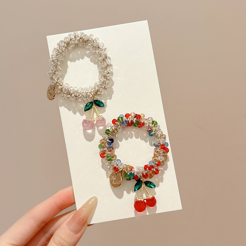 Nuevo estilo rojo neto cristal rhinestone cuerda para el cabello mujer enviar novia pulsera personalidad de doble uso cola de caballo baja red sombrero simple