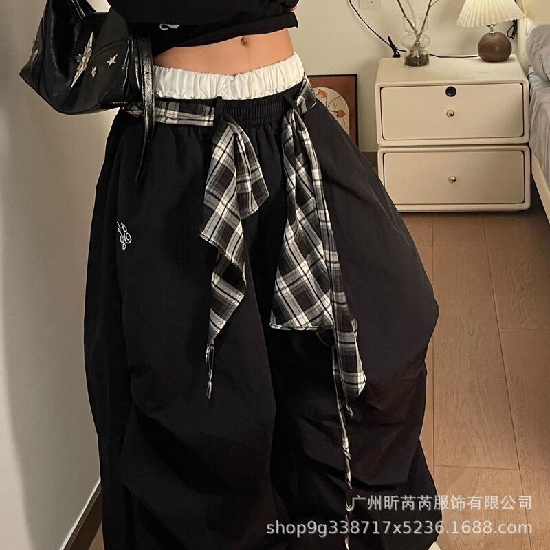 American Hip-Hop Street Dance Layered Detachable Wide-Leg Pants for Women Summer Loose Drape Scimitar Casual Pants Jazz Dance Pants American Hip-Hop Street Dance Layered Detachable Wide-Leg Pants for Women Summer Loose Drape Scimitar Casual Pants Jazz Dance Pants