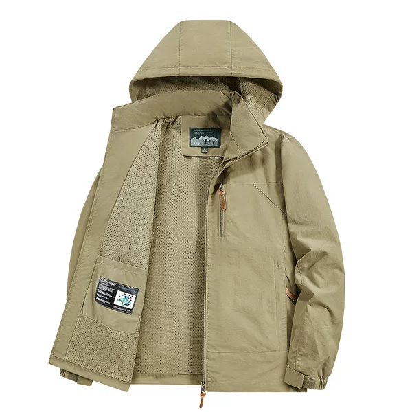 2026 Large Size M-6Xl Cross-Border Autumn and Winter Outdoor Single-Layer Windproof Hooded Casual Jacket