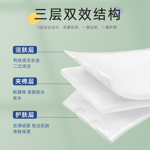 Source Factory 320 pieces bagged makeup cotton, three-layer quilted, thick, edge-pressed, double-sided, dual-effect makeup remover cotton