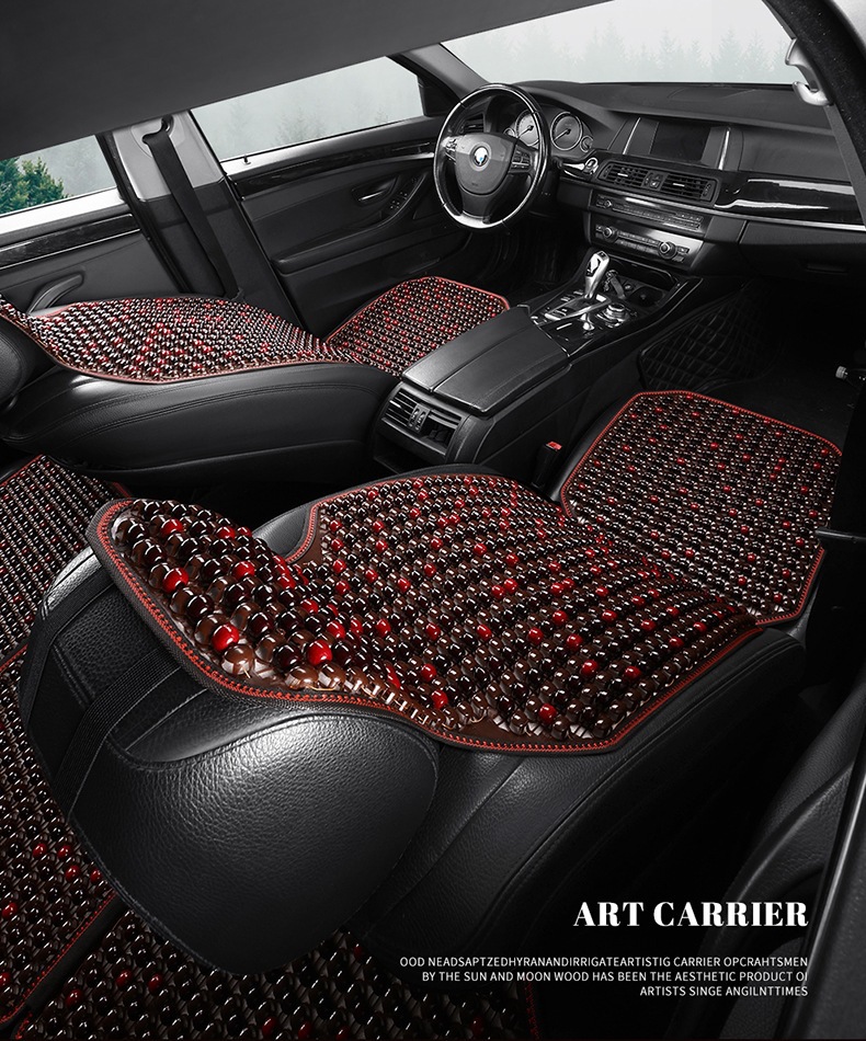 Car Seat Cushion, Summer Wooden Bead Cooling Mat, Mahjong Mat, Small Truck Single Seat Cushion, Breathable Office Chair Lumbar Support Cushion