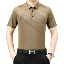 2025新款男装专柜夏季桑蚕丝POIO衫短袖商务韩版休闲时尚T恤上衣