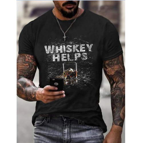  Cross-border International Trade Alphabet Digital Printing Men's T-shirt Summer Best-selling Fashion Brand T-shirt 3D Short-sleeve