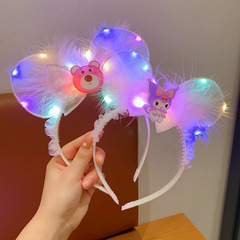 Cartoon Rabbit Ears Glowing Headband Little Girl Fairy Network Fabric Hair Whiskers Cartoon Headband Sweet Princess Hair Accessory