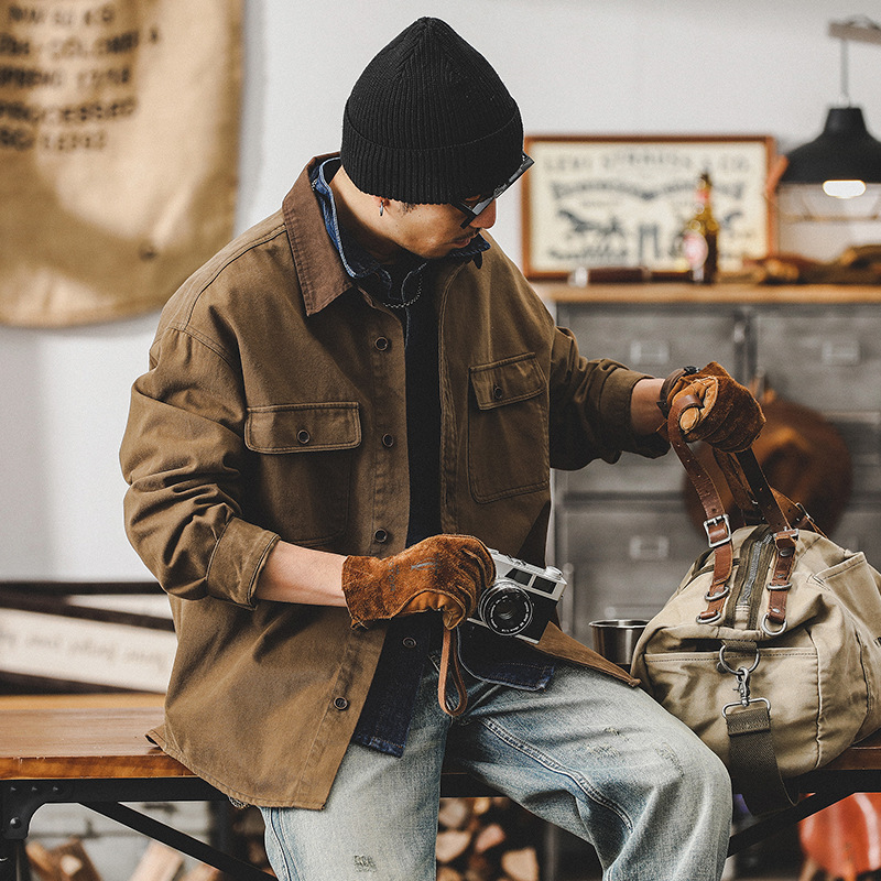 American-style classic retro Celo textile workwear shirt men's long-sleeved outdoor tough guy hunting coach casual jacket jacket