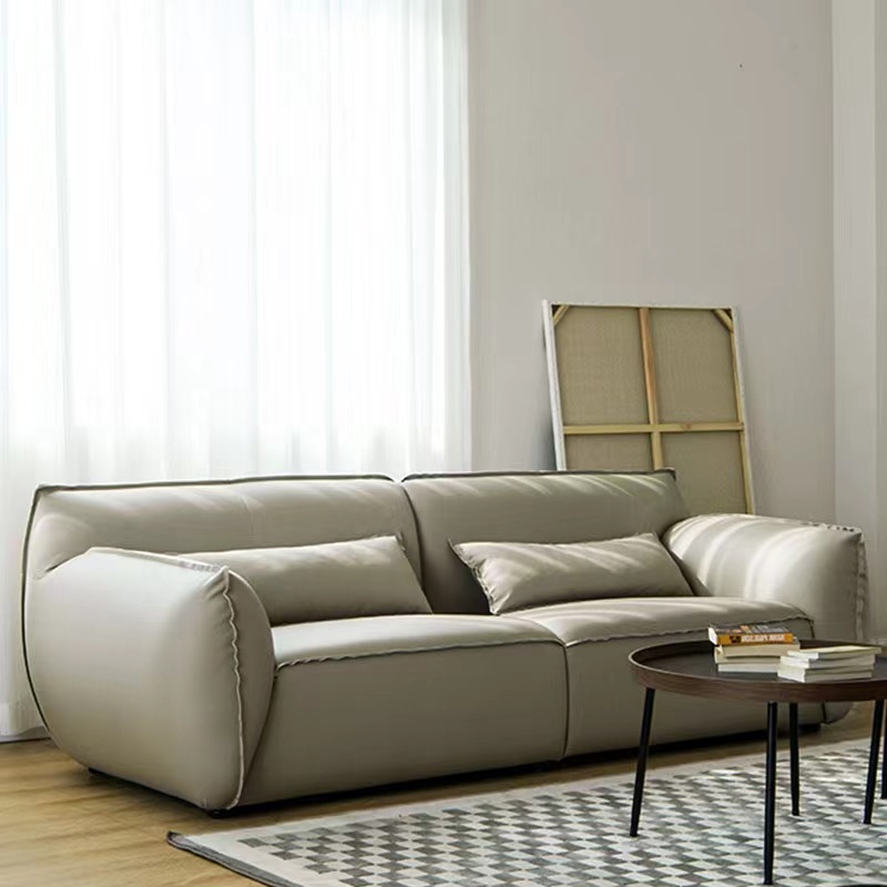 Italian Leather Sofa Roland Fat Sofa Top Layer Cowhide Full Leather Super Soft Sofa for Small Apartment