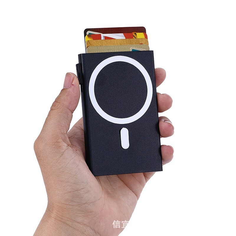 跨境直供rfidblocking金属卡包magsafe铝合金卡盒iphone磁吸|undefined