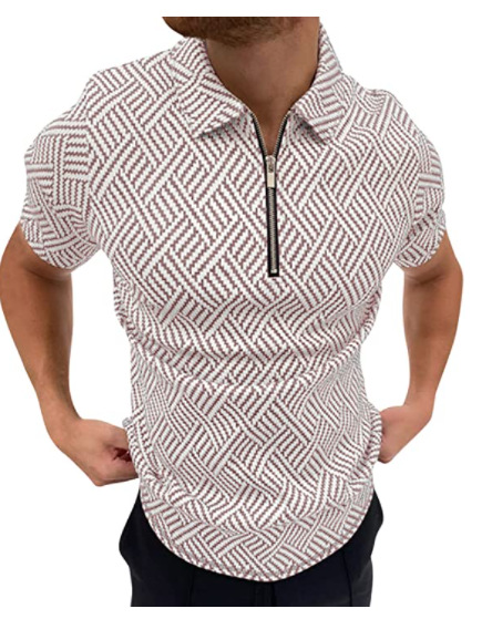 Comercio exterior europeo y americano primavera nueva moda casual popular impresión polo camiseta con cremallera hombres envío gratis