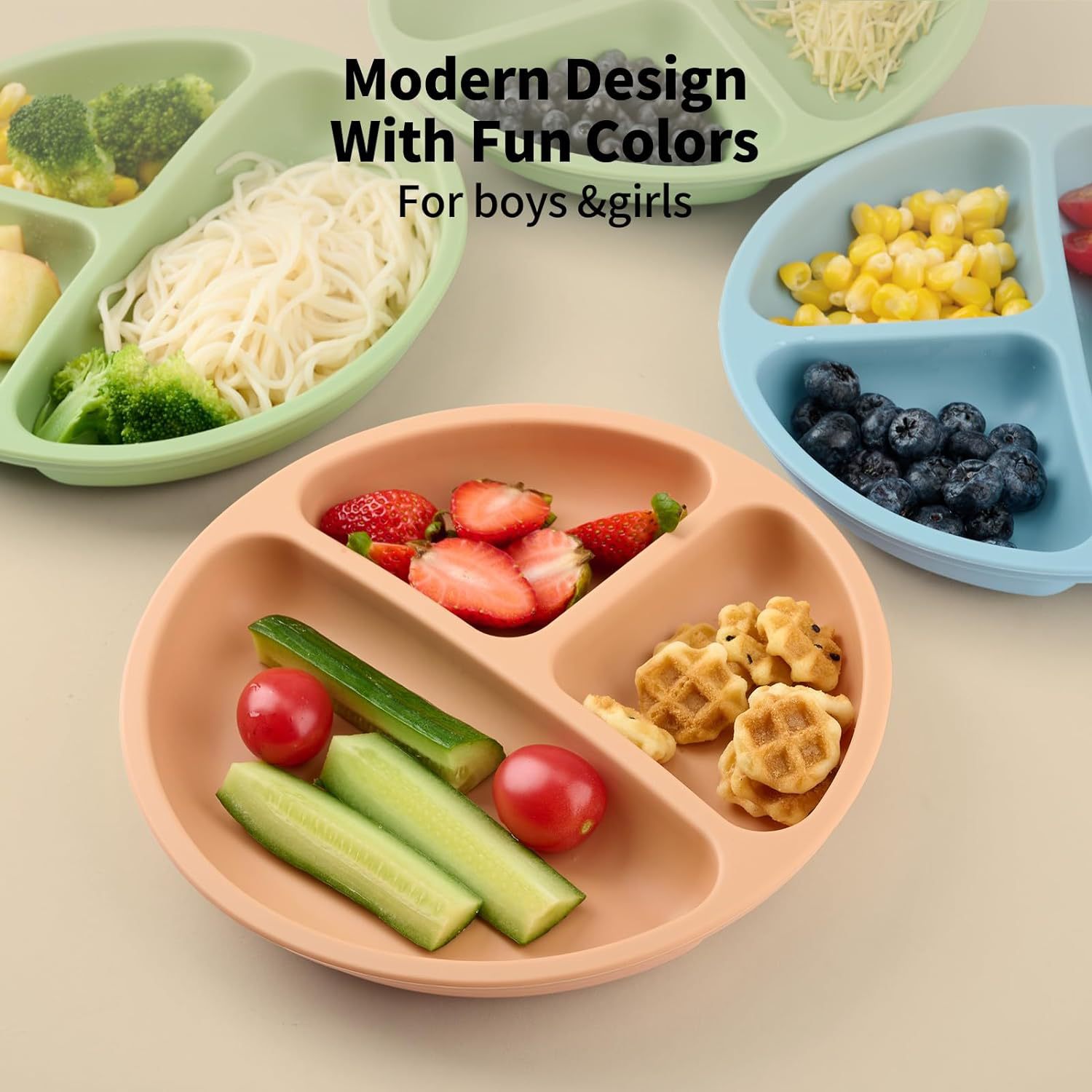 Juego de vajilla para bebés con complementos alimenticios de Corea del Sur Tazón de alimentos para bebés anti-caída de silicona Vajilla de alimentación para niños de grado alimenticio