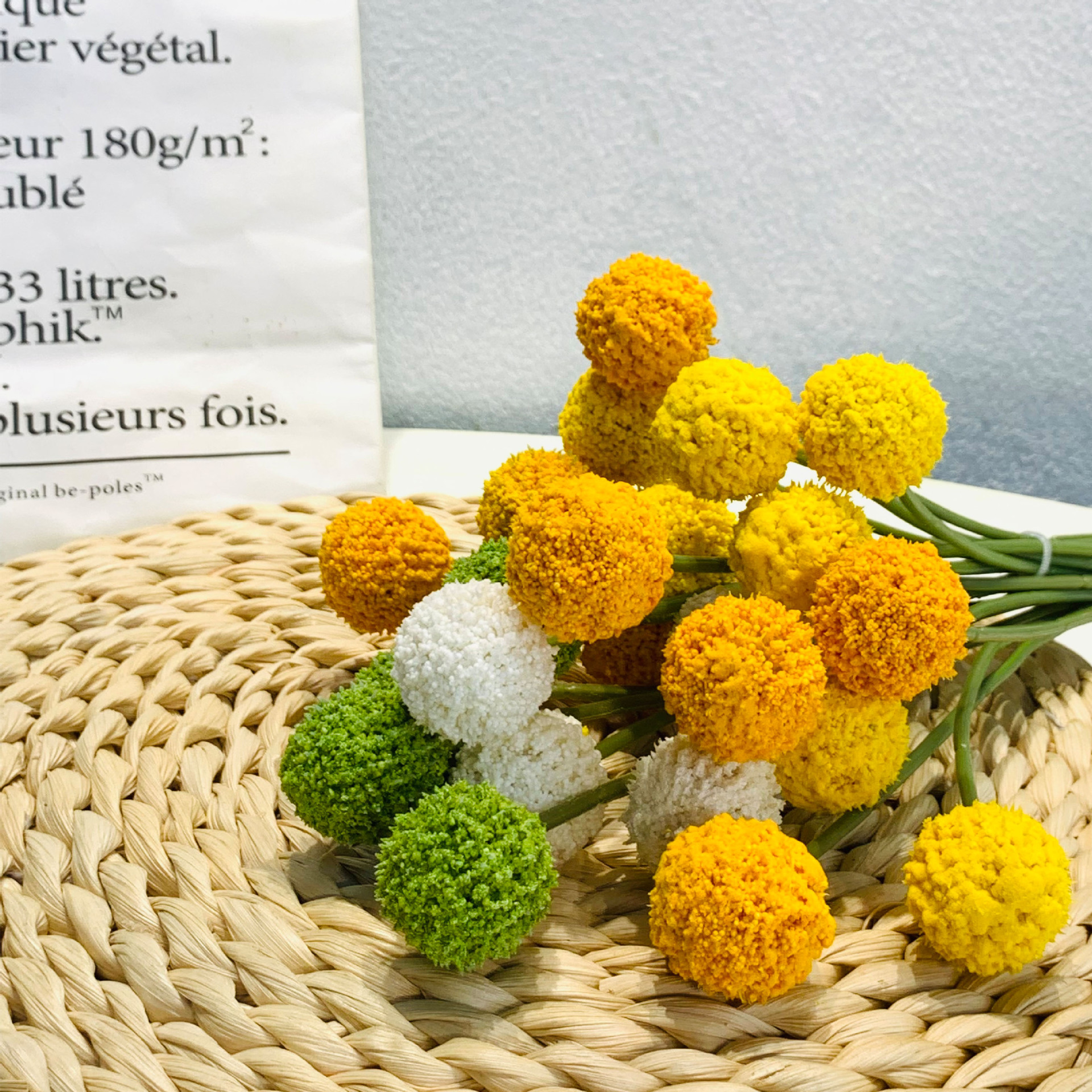 仿真黄金球 菊花束装饰布置蒲公英 小清新乒乓球形小果子批发零售