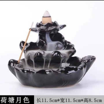 Ceramic Backflow Incense Burner, Lotus Inverted Design, Decorative Buddha Incense Holder