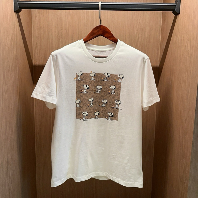 CH Koujia Classic Square Pattern All-Over Print Puppy Snoopy Couple Short-Sleeve T-Shirt Summer Round Neck Cotton Trendy Brand T-Shirt CH Koujia Classic Square Pattern All-Over Print Puppy Snoopy Couple Short-Sleeve T-Shirt Summer Round Neck Cotton Trendy Brand T-Shirt