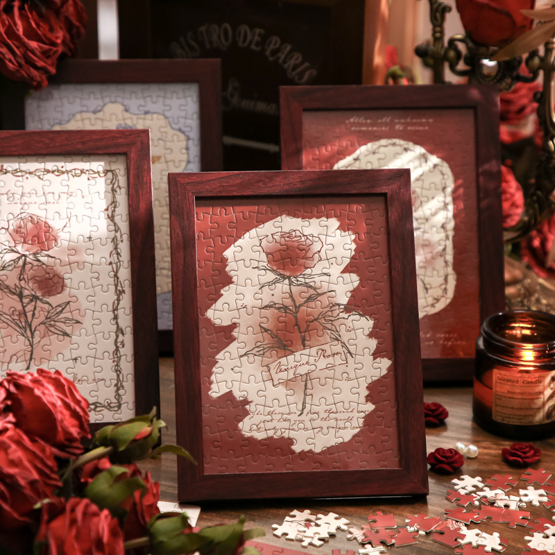 Mr. Paper Jigsaw Gift Box Rose Nomes Series Ligero Retro de alto valor Flores románticas Adornos de escritorio para estudiantes