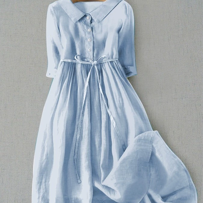 2024 летнее платье из хлопка и конопли