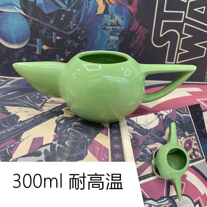 Tazas de bebés Yoda Star Wars serie de tazas de dibujos animados 3D tazas de cerámica modelado de agua Yoda con cucharas
