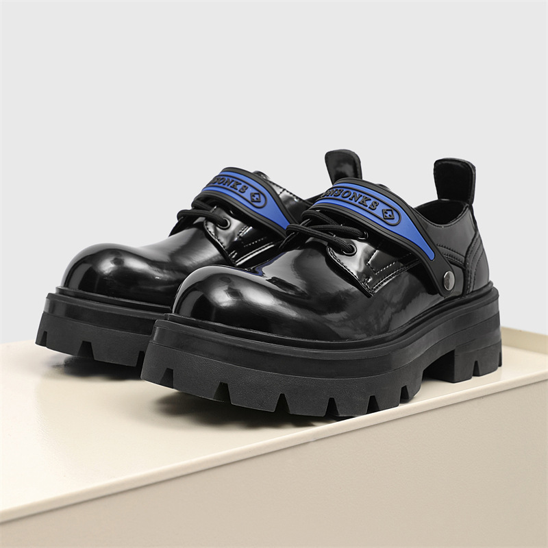 Scarpe Derby da uomo in pelle con punta tonda e suola spessa, stile britannico estivo, ShoeVault_voghion.com