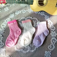 Детские носки, весенне-летние тонкие хлопковые носки для девочек, подходящие по цвету, сетчатые короткие носки корейского летнего карамельного цвета