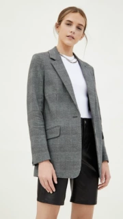 加工定制高端品质女装小西装外套休闲修身气质一粒扣格子休闲西装