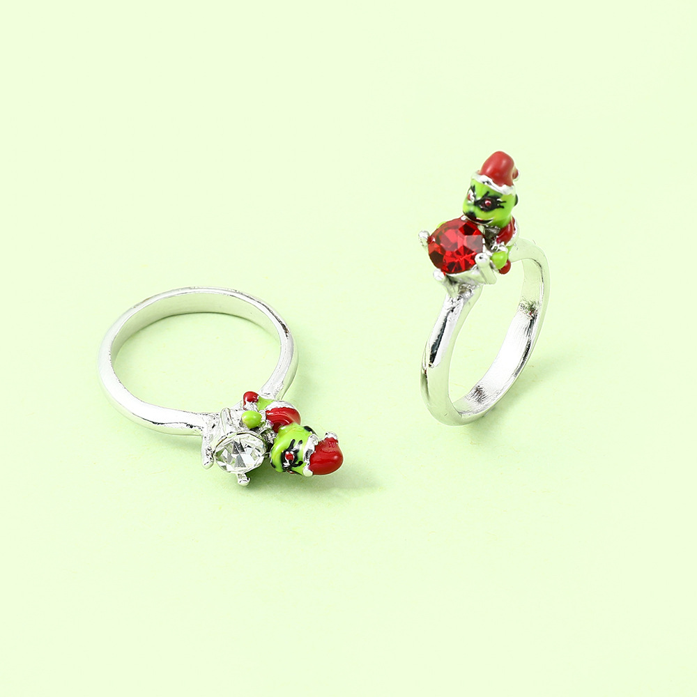 Fashion Christmas Hat Alloy Plating Rhinestones Unisex Rings 1 Piece