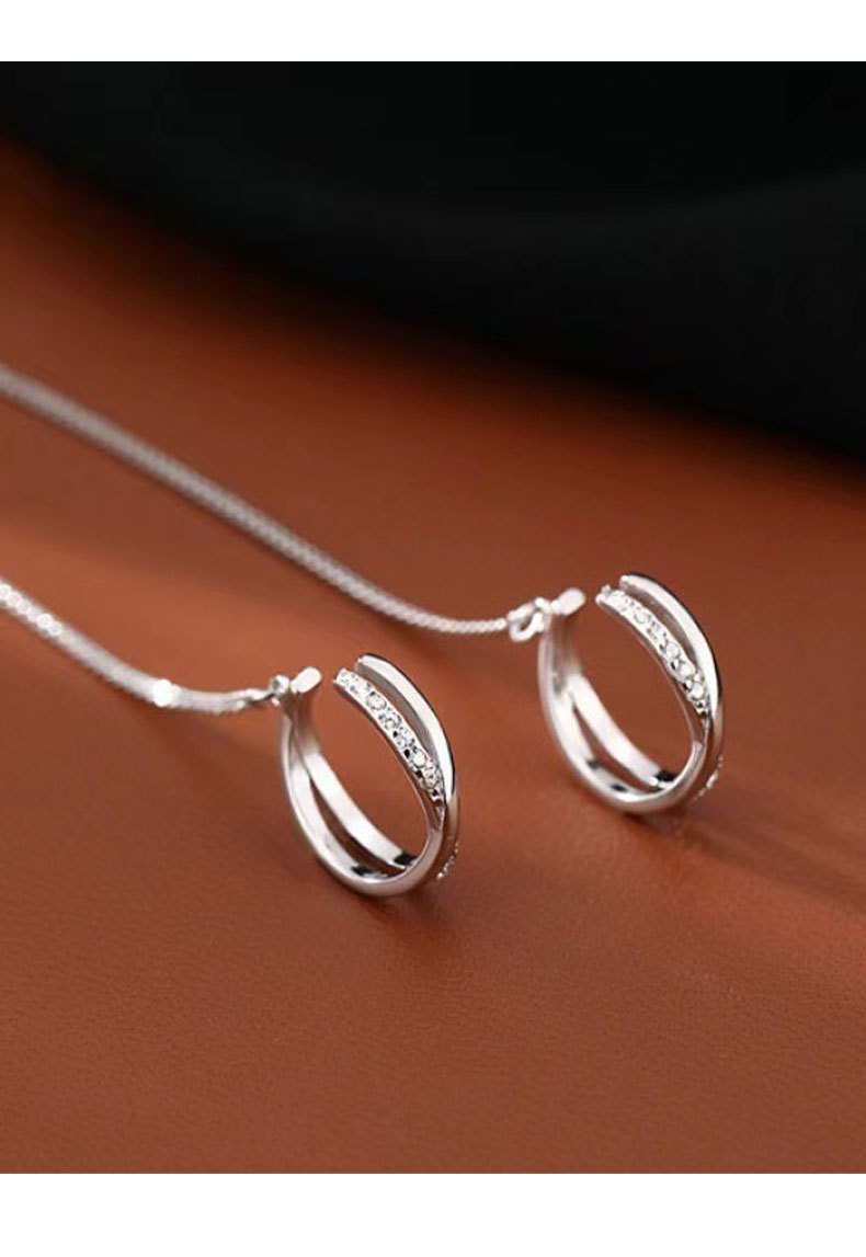 Street Occasion 925 Sterling Silver Material Geometric Pattern 1 Pair 925 Sterling Silver Geometric Ear Cuffs