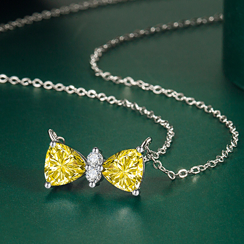 Fashion Bow Knot Copper Plating Zircon Pendant Necklace 1 Piece