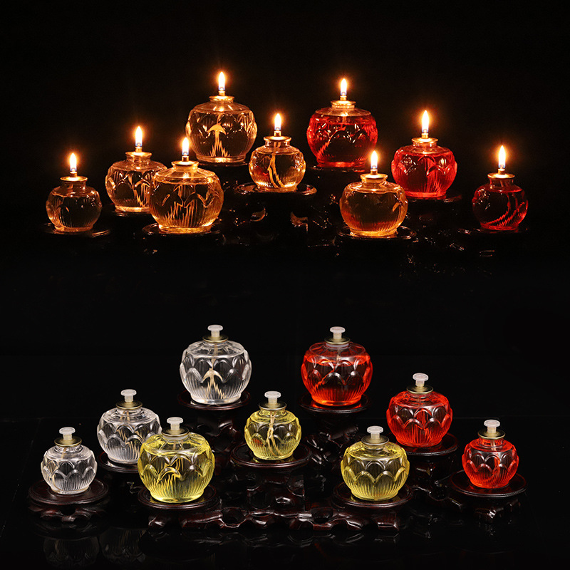Liquid ghee lamp lotus oil lamp offering lamp household offering lamp for Buddha plant ghee eternal light Buddhist supplies