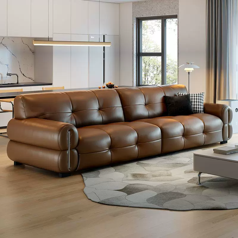 意式极简风真皮沙发棉花糖高级小户型客厅家用轻奢沙发佛山家具
