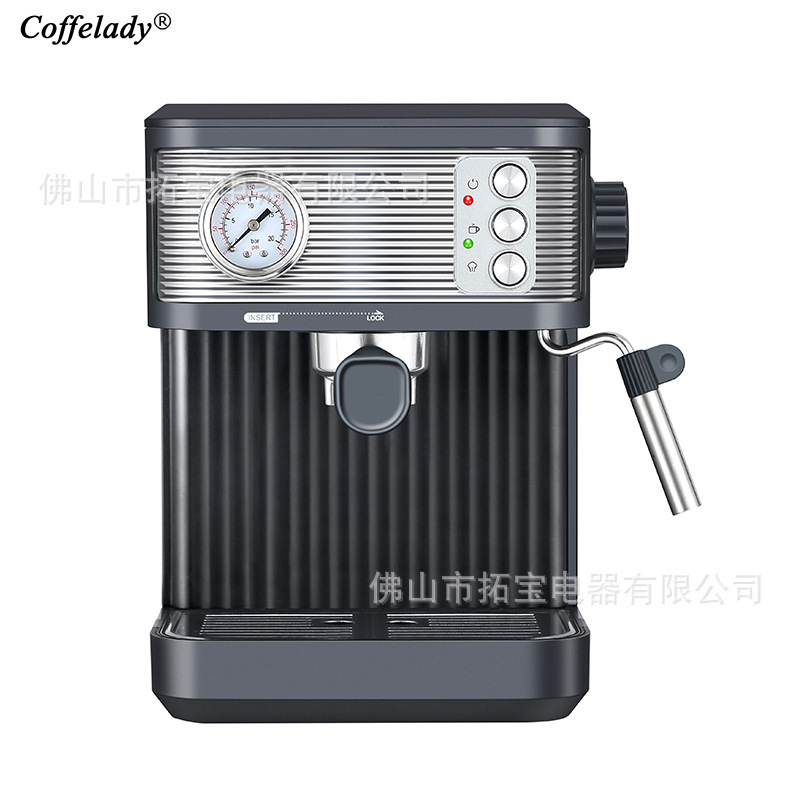Coffelady Espresso Machine Button Operation with Pressure Gauge Milk Frother Pump Pressure Coffee Machine