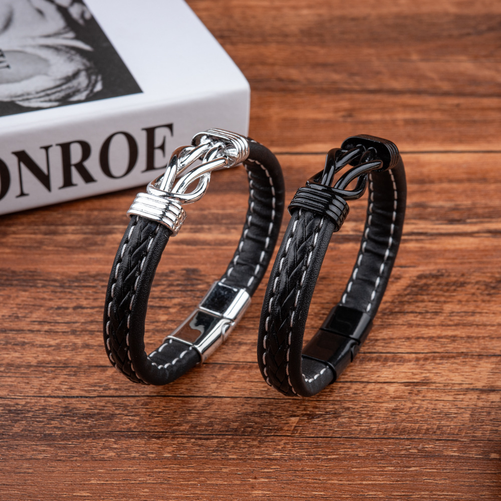 Knot Pattern Men's Gender Casual Simple Style Knot Pu Leather Alloy Men's Bracelets Men Cord & Leather Bracelets