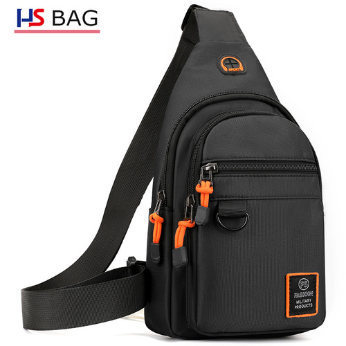 Men's Waterproof Oxford Cloth Chest Bag, Outdoors Leisure Motorbike Bag, Large Capacity Multi-layer Crossbody Bag