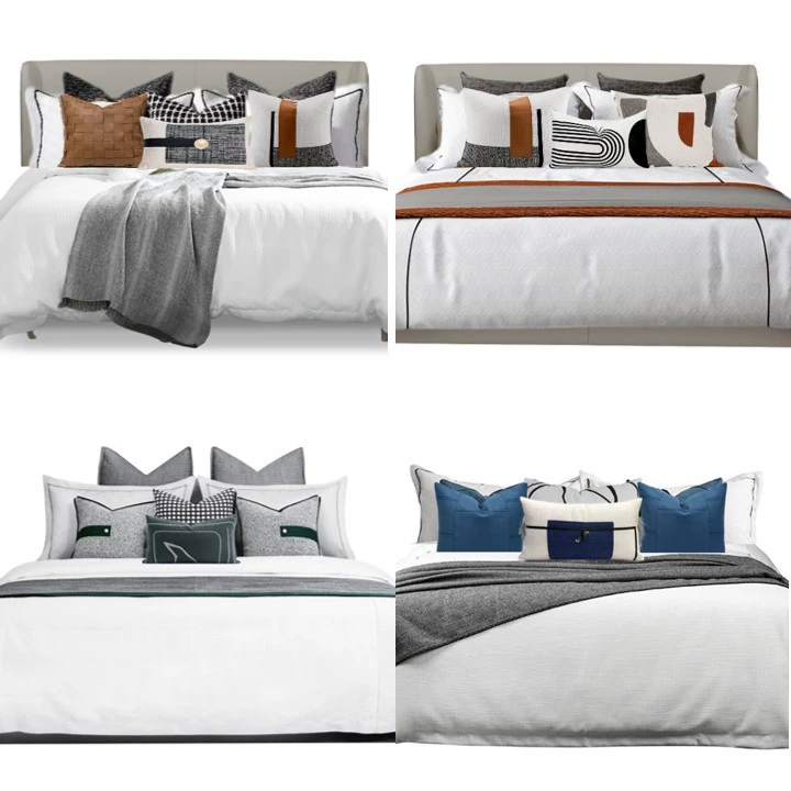 Modern design cloth, orange set, light luxury style, bedding, Chinese style