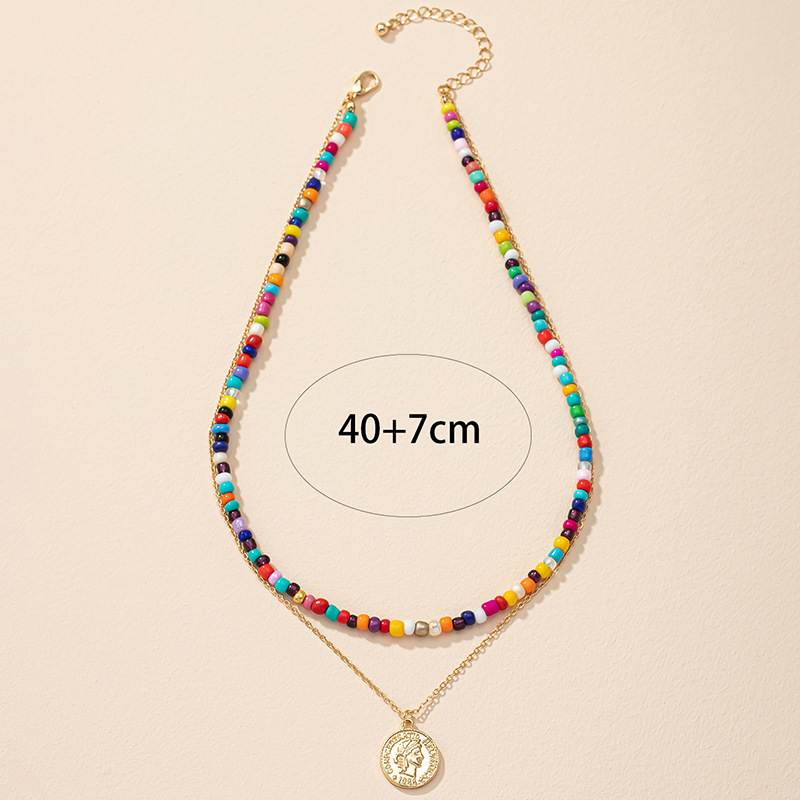 Fashion Color Bead Stacking Female Rainbow Beaded Necklace display picture 4