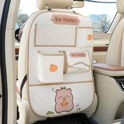 Car Anti-Kick Pad, Rear Seat Back Storage Bag, Kids-Proof Anti-Wear Pad in the Car, Anti-Dirty and Easy-To-Clean Protective Pad (Chair back anti-kick pad) - long-grass-dolphin-storage-bag-f
