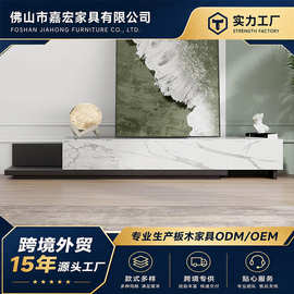 轻奢豪华意式伸缩电视柜白色黑色设计师储物柜家用公寓小户型地柜