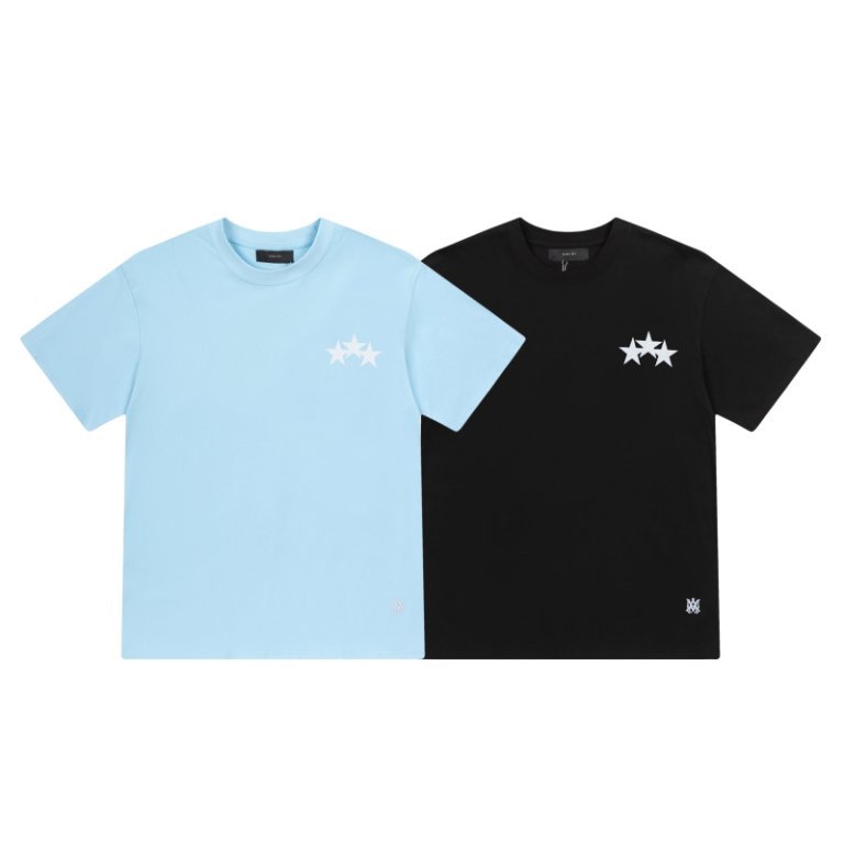 2025 New Summer Ami Star Small Embroider Logo Pattern Printed Short-Sleeved T-Shirt for Men and Women, One Piece Wholesale