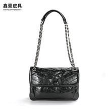 真皮包包女大容量单肩斜挎包高级感杨树林同款油蜡牛皮链条邮差包