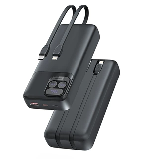 跨境U2056/CE/FCC/ROHS认证自带线充电宝快充大容量power bank