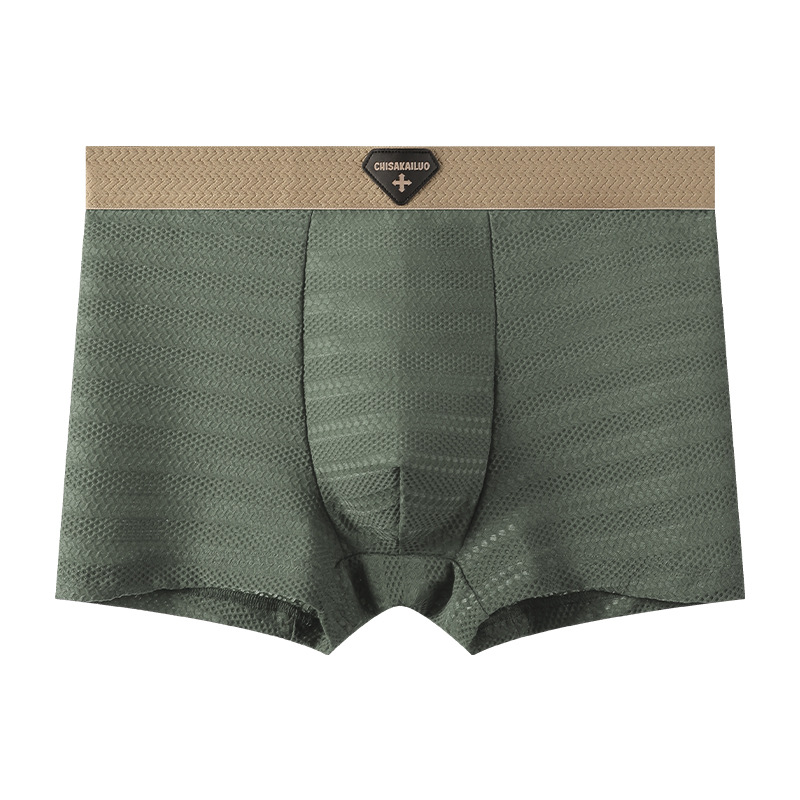 Ropa interior de seda de hielo para hombres, transpirable de gran tamaño, tendencia, jóvenes japoneses, antibacterianos, entrepierna, calzoncillos, bóxer para estudiantes, hombres